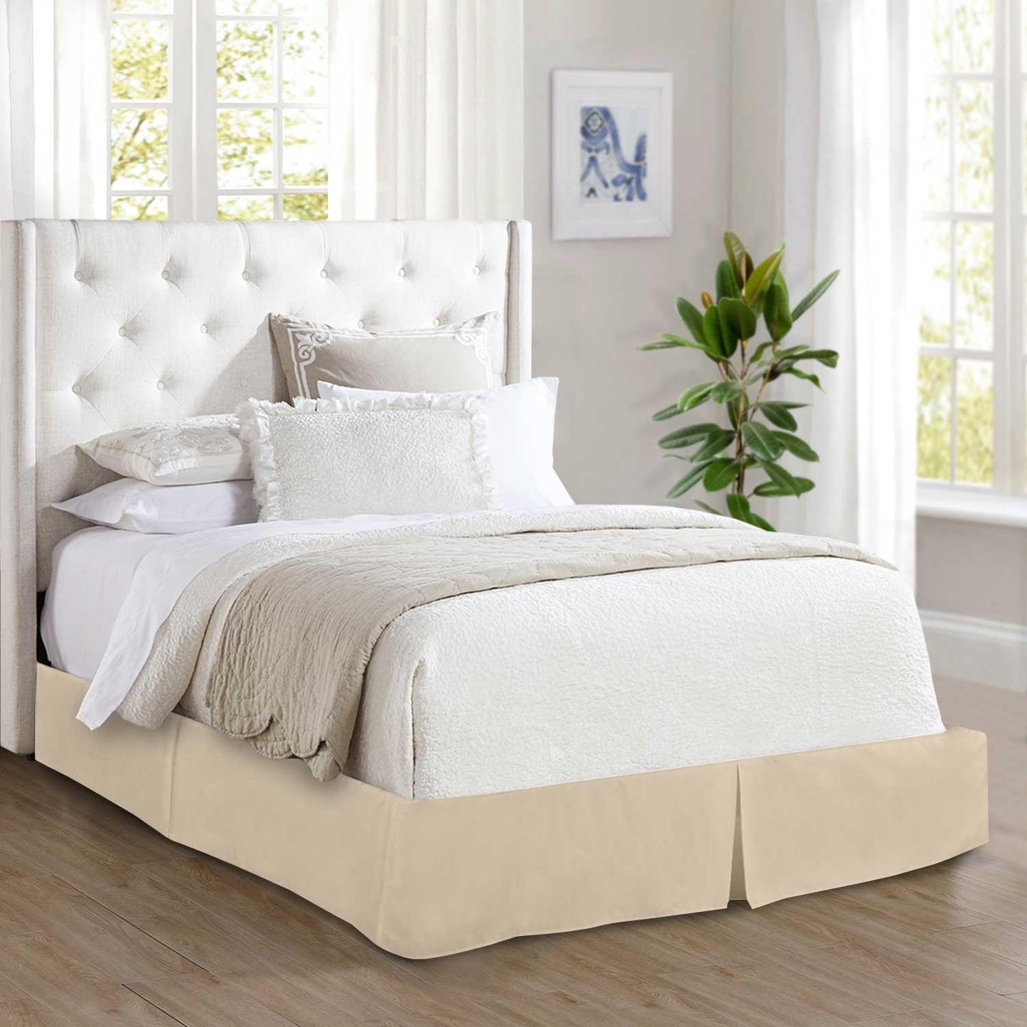 Elegant Comfort Solid Pleated Bed Skirt - 14 inch Drop