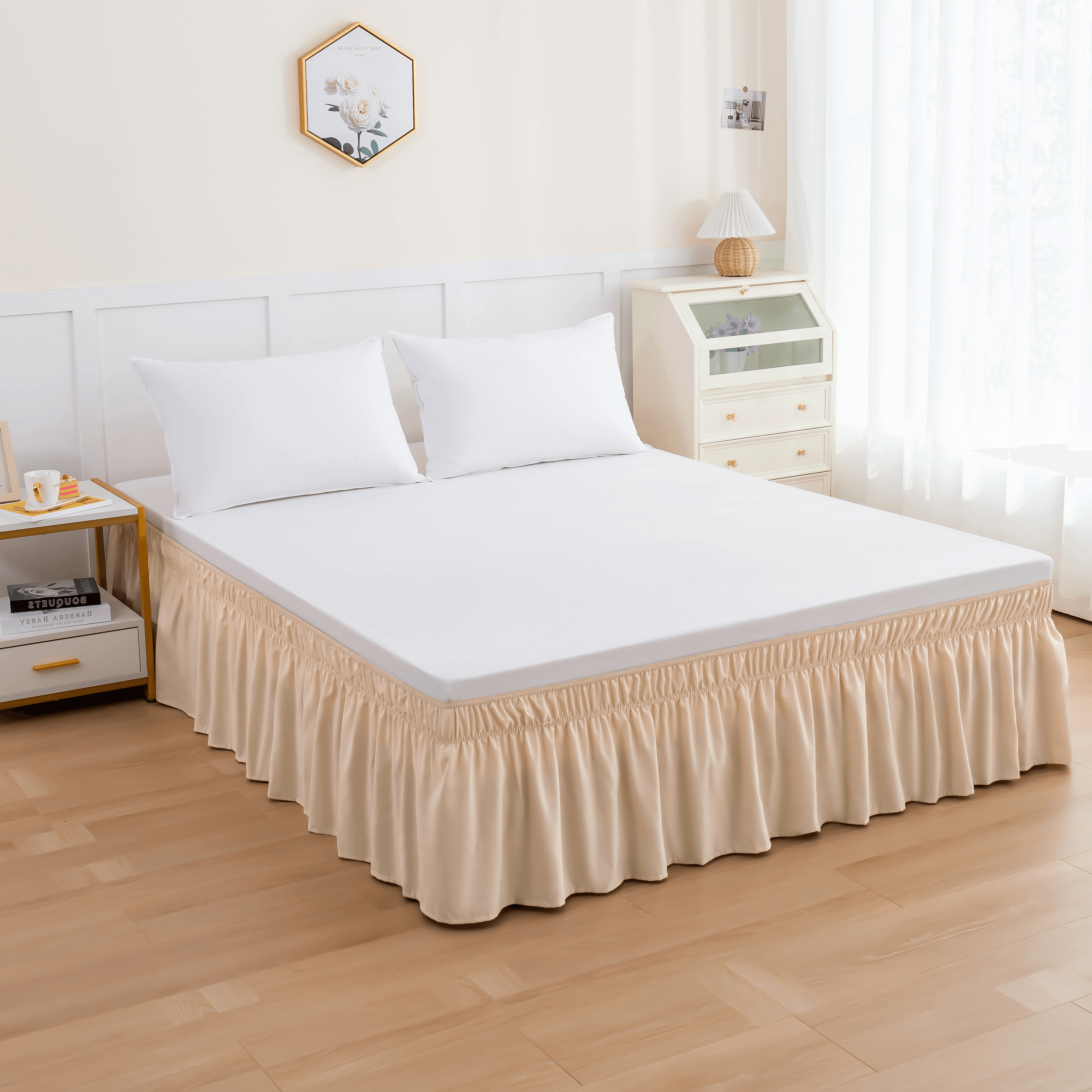 Elegant Comfort Ruffle Bed Skirt - Around Style Elastic Bed Wrap - 16 ...