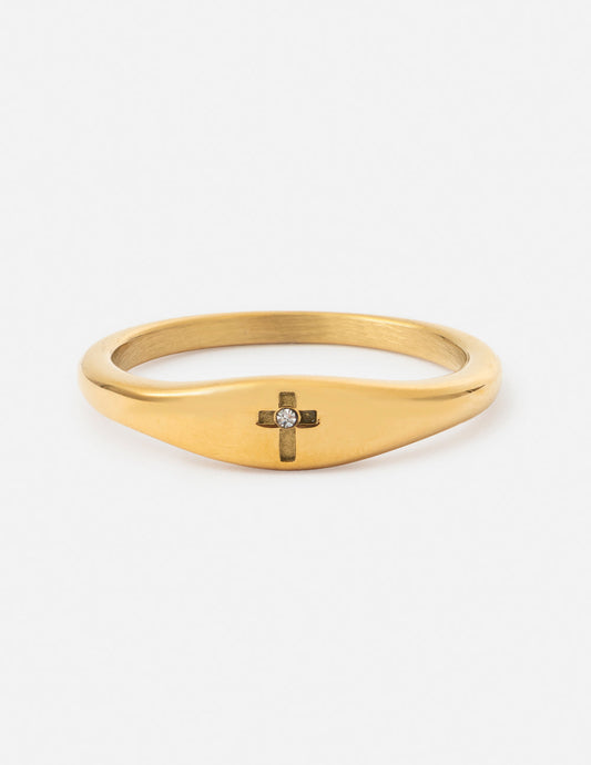 Elevated Faith Cross Gemstone Ring