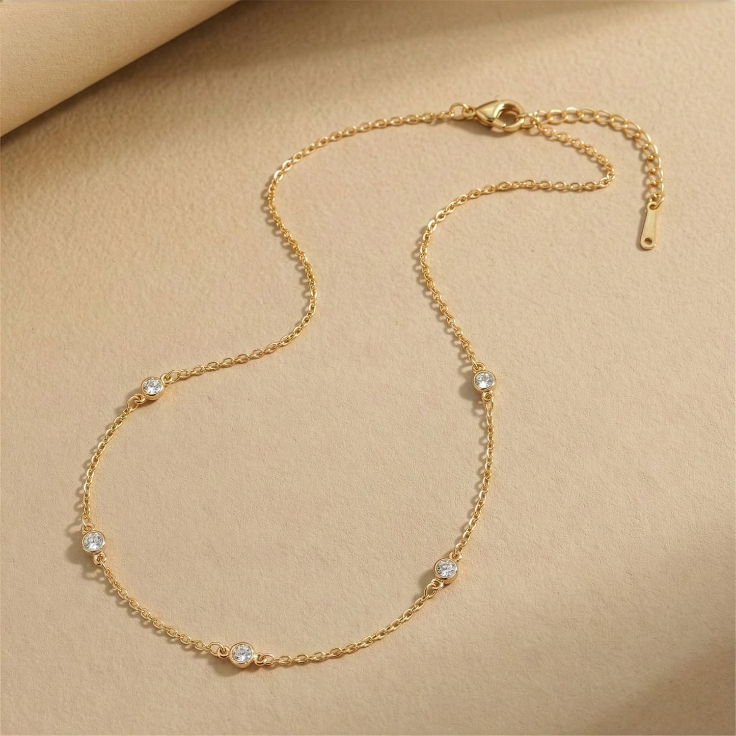 Mint & Lily Dainty Crystal Station Necklace