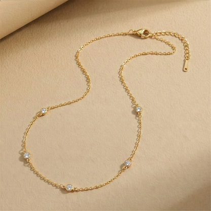 Mint & Lily Dainty Crystal Station Necklace