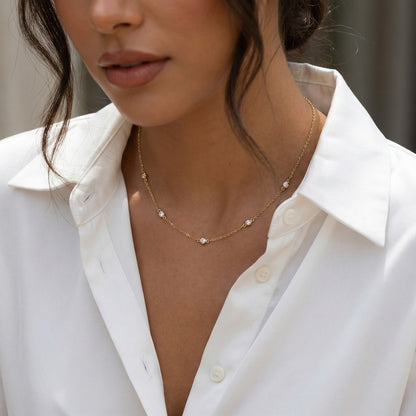 Mint & Lily Dainty Crystal Station Necklace