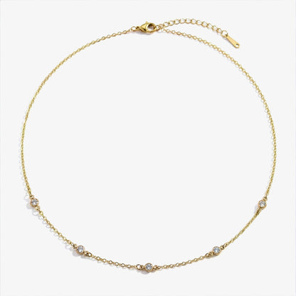 Mint & Lily Dainty Crystal Station Necklace