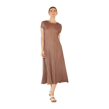 Marina West D01CS Pleated Cap Sleeve Midi Dress