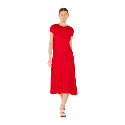 Marina West D01CS Pleated Cap Sleeve Midi Dress