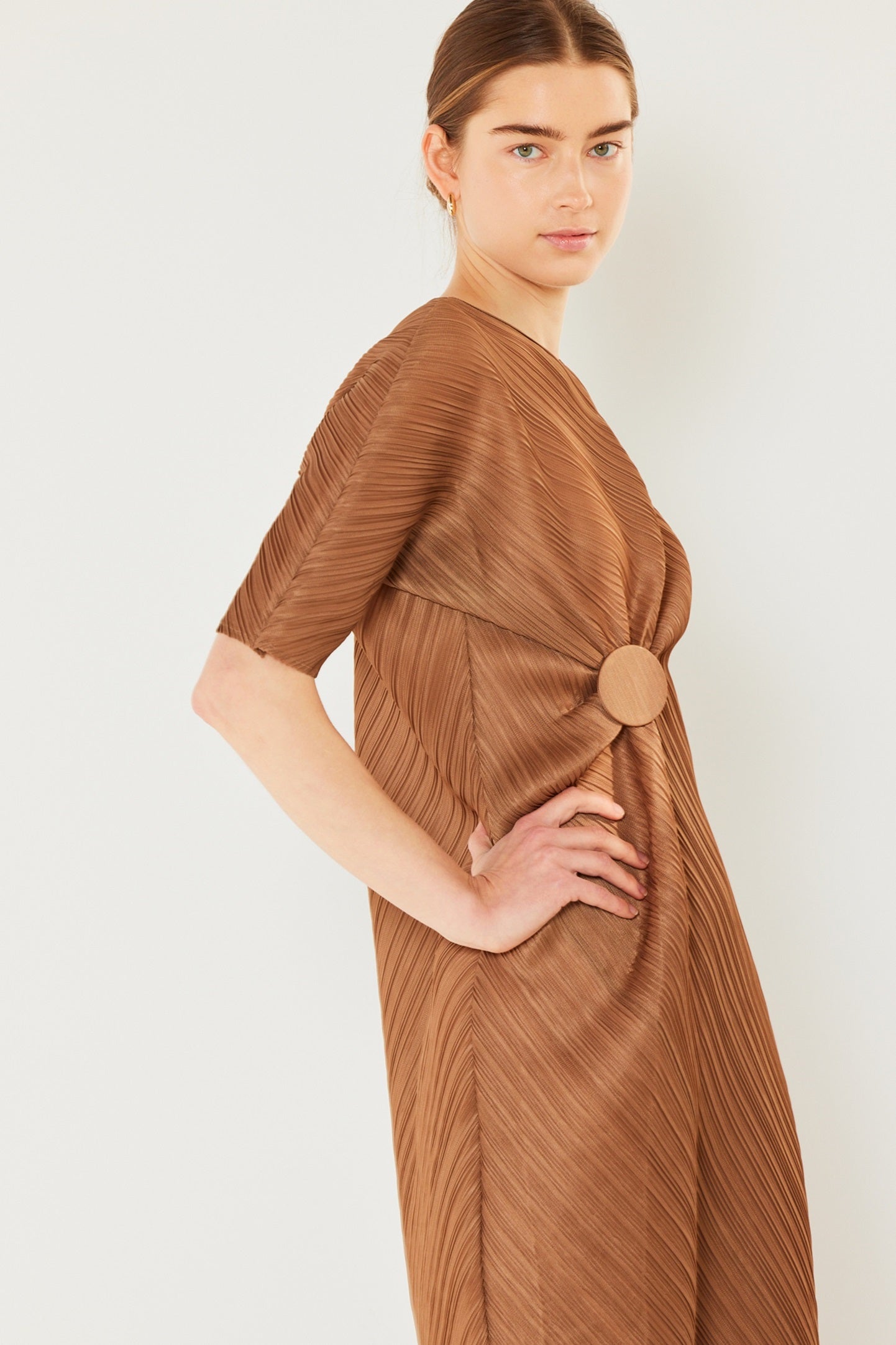 Marina West D03BT Pleated Dolman Sleeve Dress