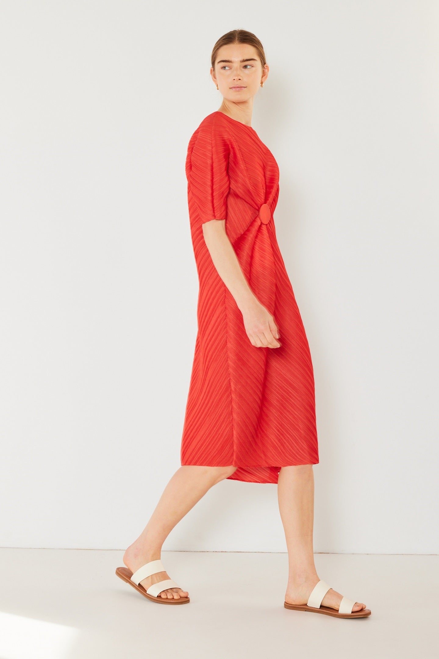 Marina West D03BT Pleated Dolman Sleeve Dress