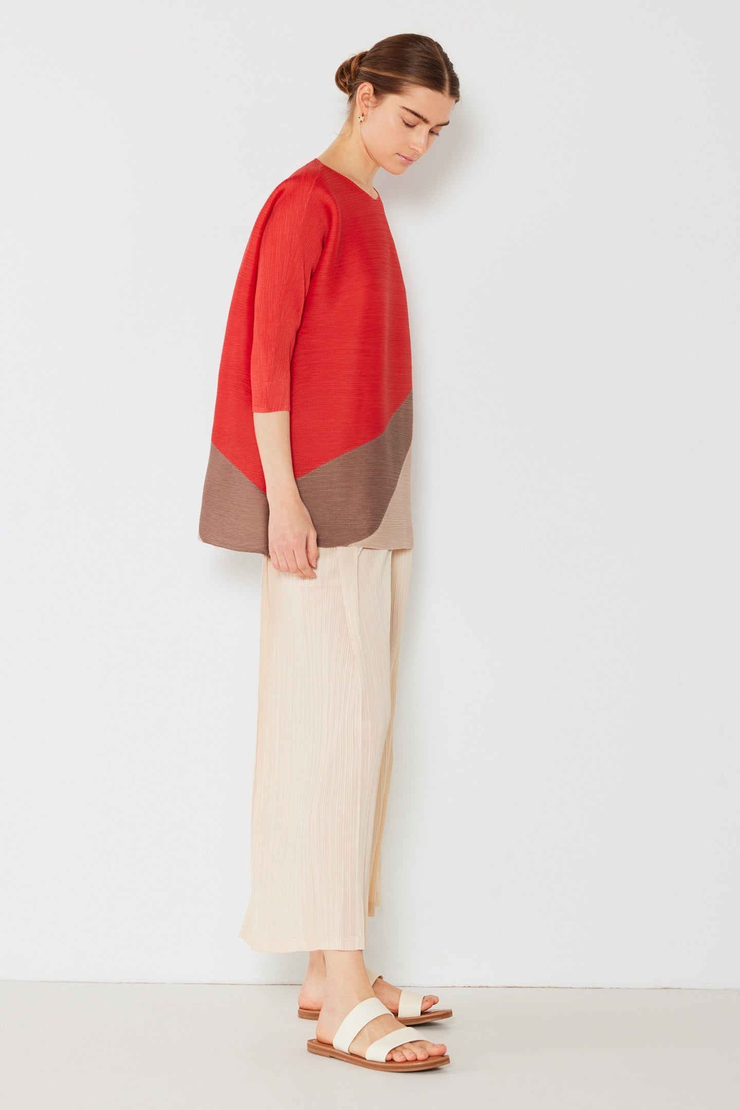 Marina West D04MT Pleated Colorblock Tunic Top