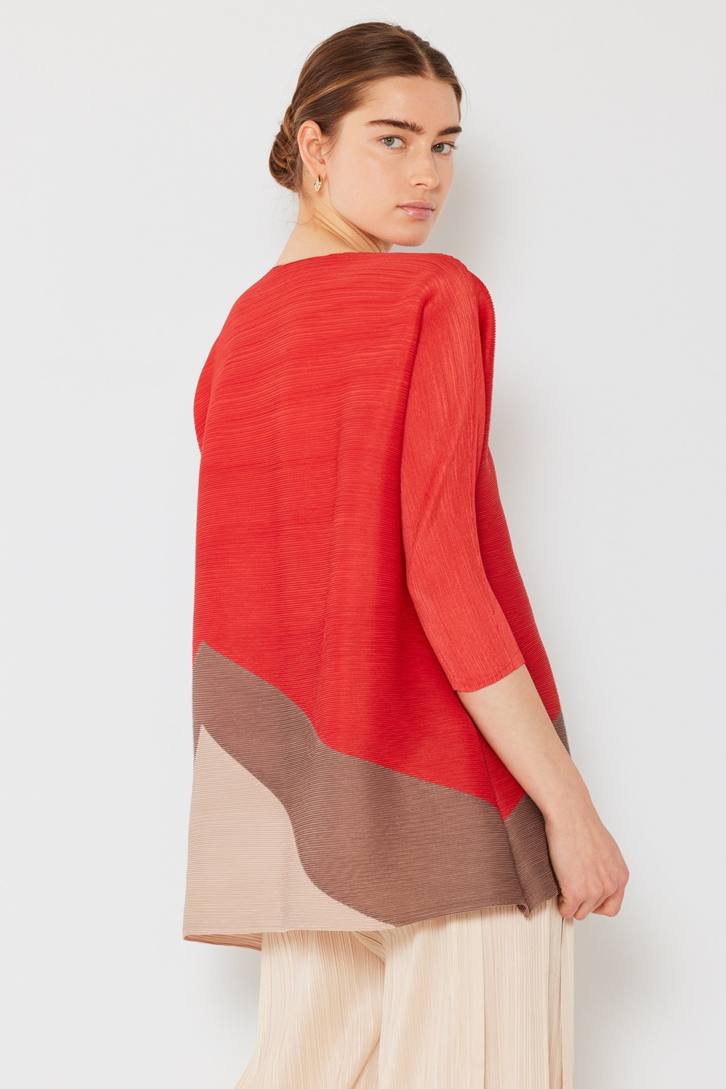 Marina West D04MT Pleated Colorblock Tunic Top