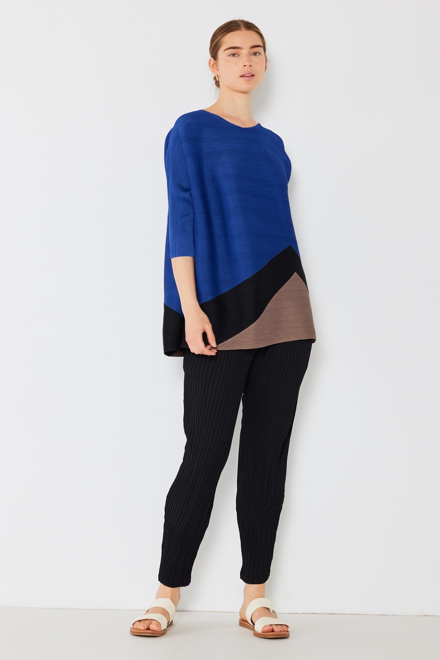 Marina West D04MT Pleated Colorblock Tunic Top