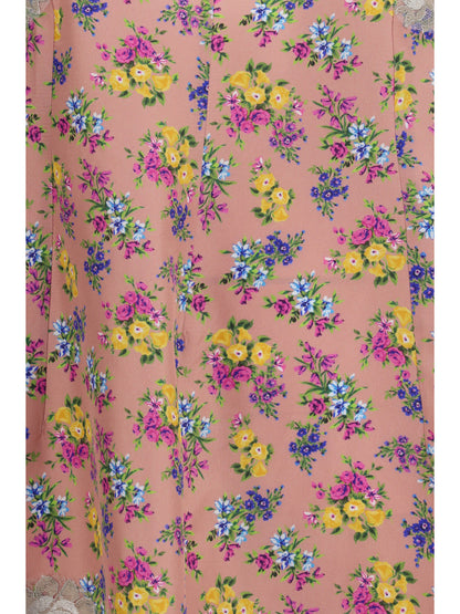 Slip Dress Fiorellini Pink Silk