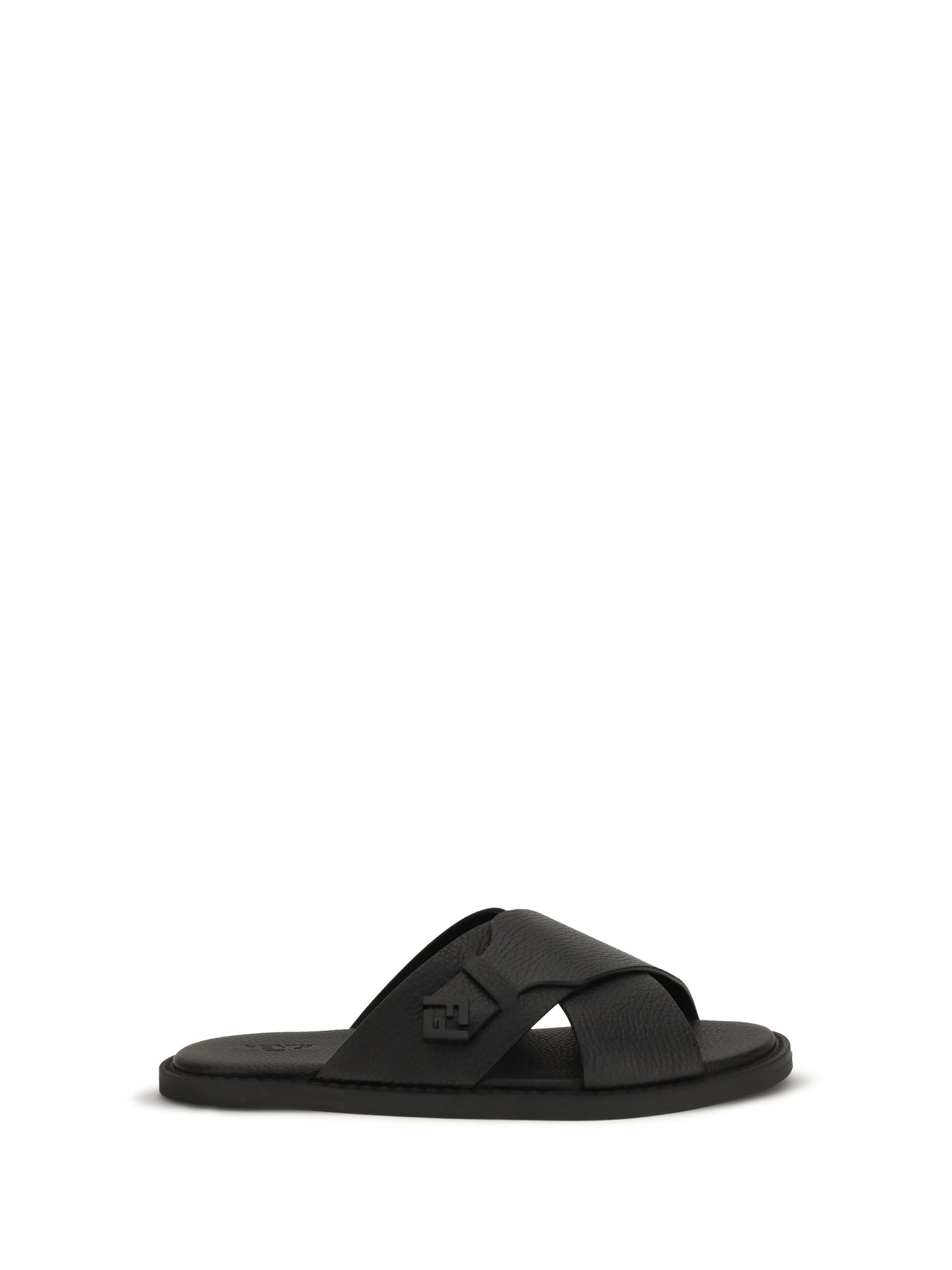 Slide Sandals Black Calfskin