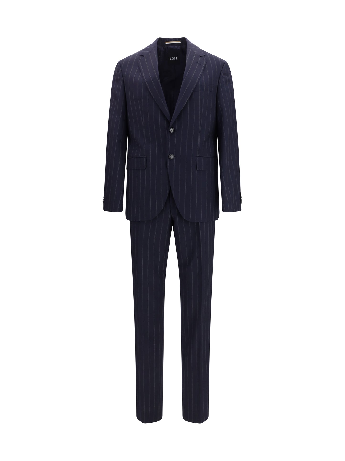 Suit Striped Virgin Wool Dark Blue
