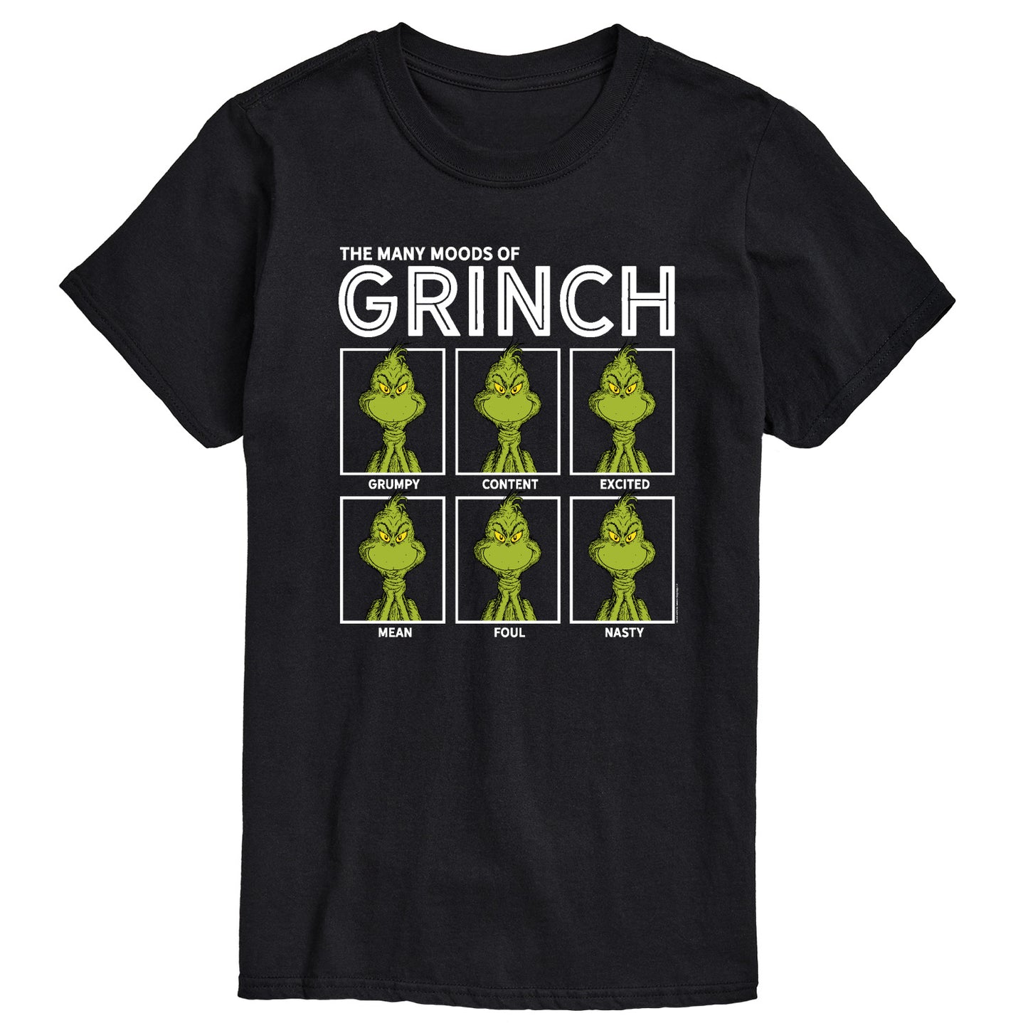 The Grinch - The Many Moods of Grinch - Men's Short Sleeve Graphic T-Shirt
