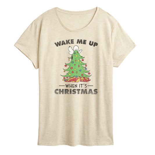 Peanuts - Snoopy Wake Me Up Christmas - Women's Short Sleeve Graphic T-Shirt