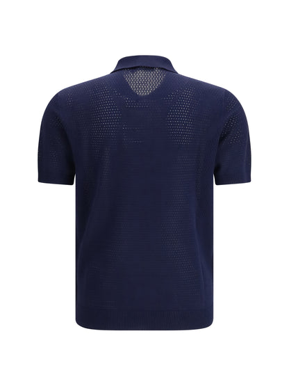 Short-Sleeve Knit Polo Shirt Navy