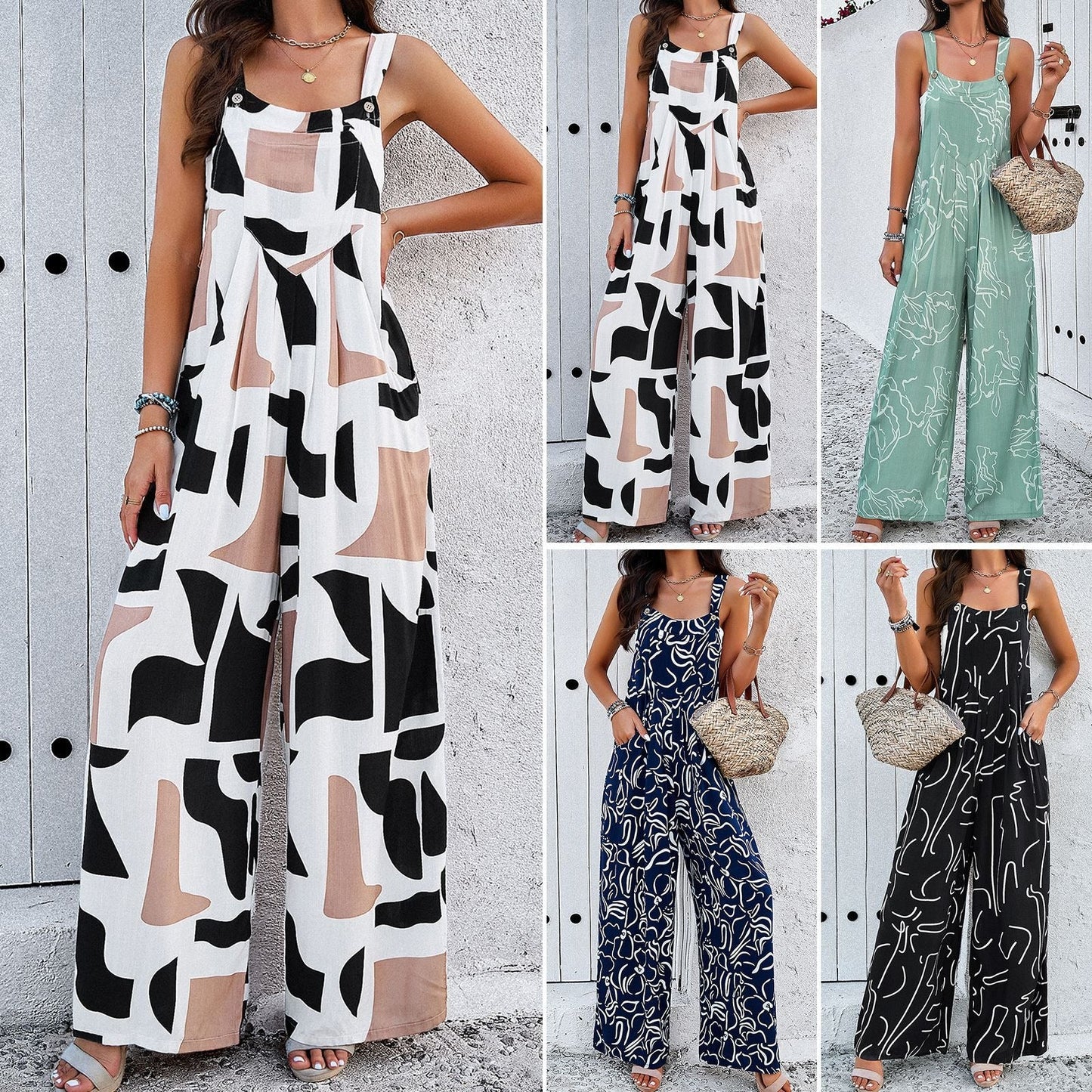 European and American Women’s Spring and Summer Elegant Printed Jumpsuit