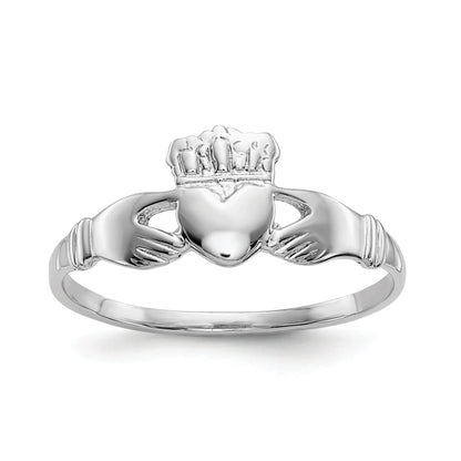 14k White Gold Irish Claddagh Ring