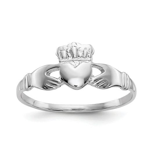 14k White Gold Irish Claddagh Ring