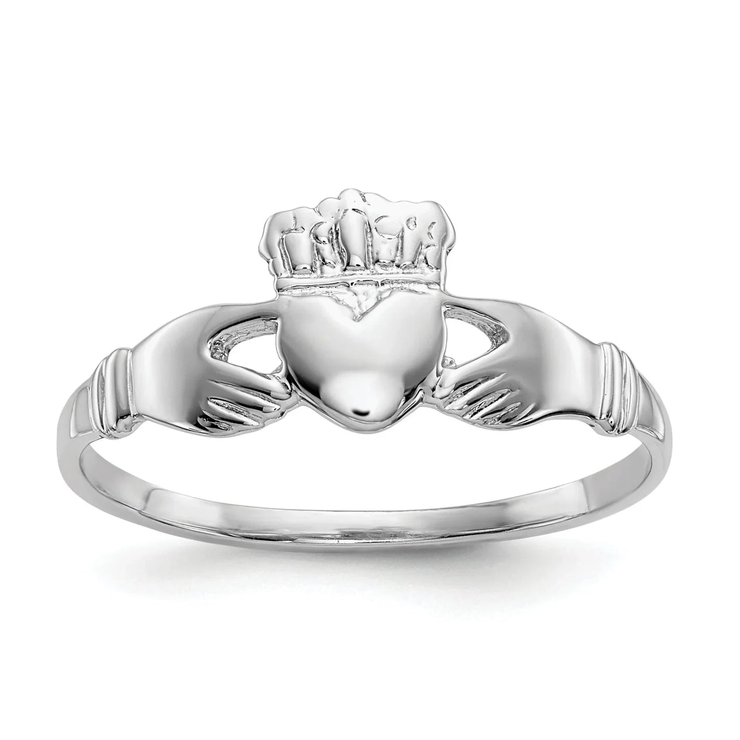 14k White Gold Irish Claddagh Ring