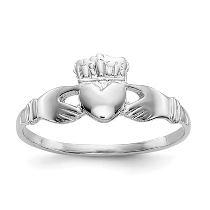 14k White Gold Irish Claddagh Ring