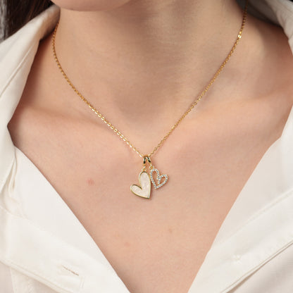 Mint & Lily Mother of Pearl & Pave Hearts Necklace