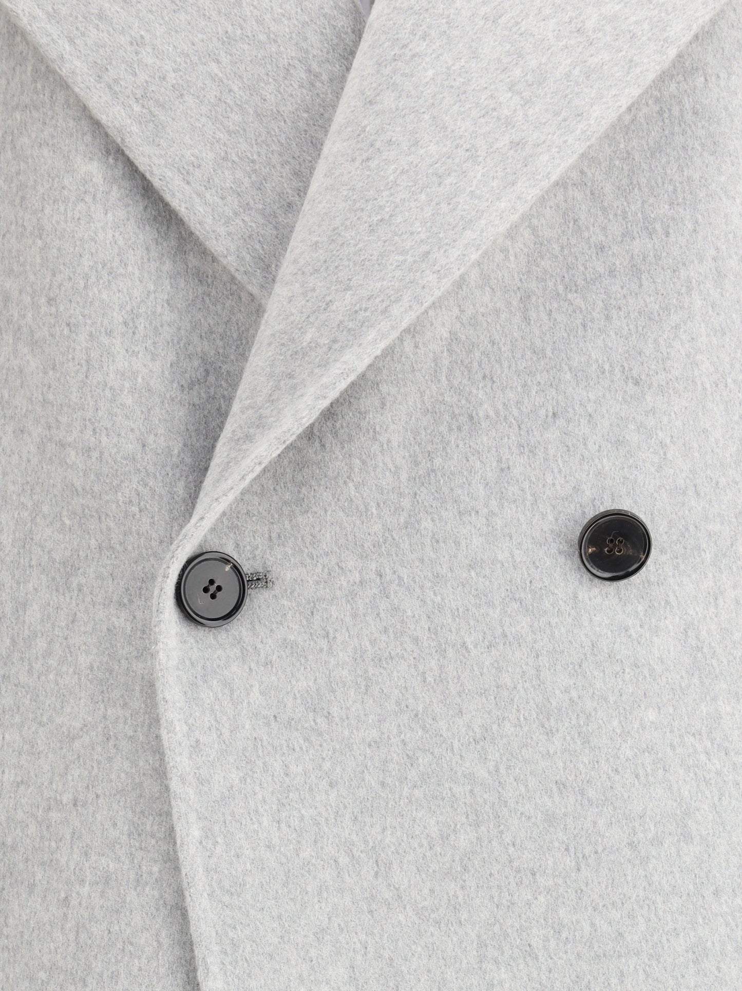 Double-Breasted Long Coat Light Grey Melange