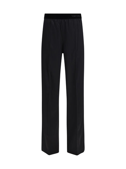 Trousers Stretch Silk Satin Black