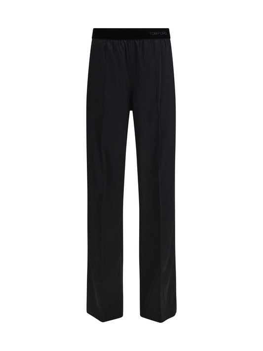 Trousers Stretch Silk Satin Black
