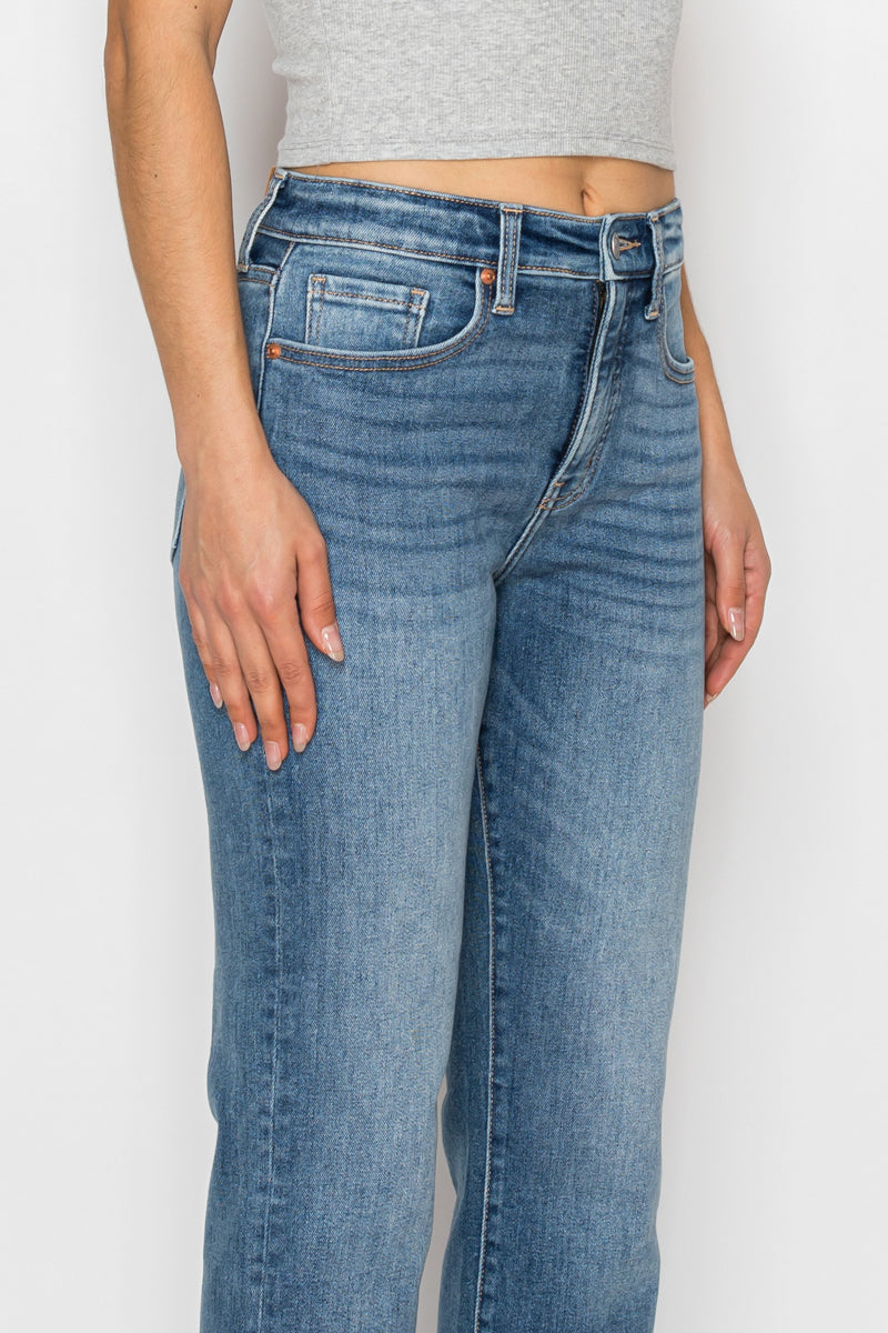 Tummy Control High Rise Straight with Single Cuff Jeans