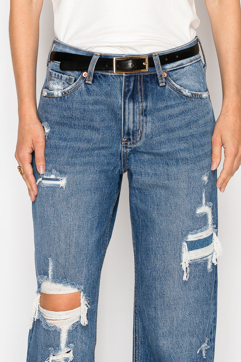 Hybrid High Rise Straight Leg Jeans