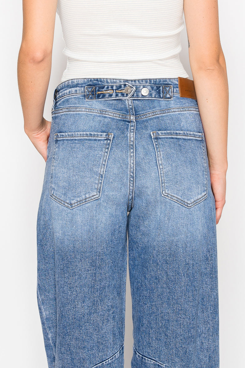 Sloane Adjustable Strap Waistband Barrel Jeans
