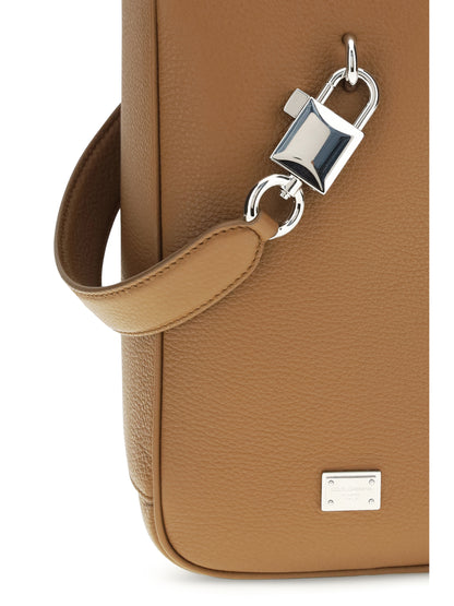 Handbag Lock Caramel Leather