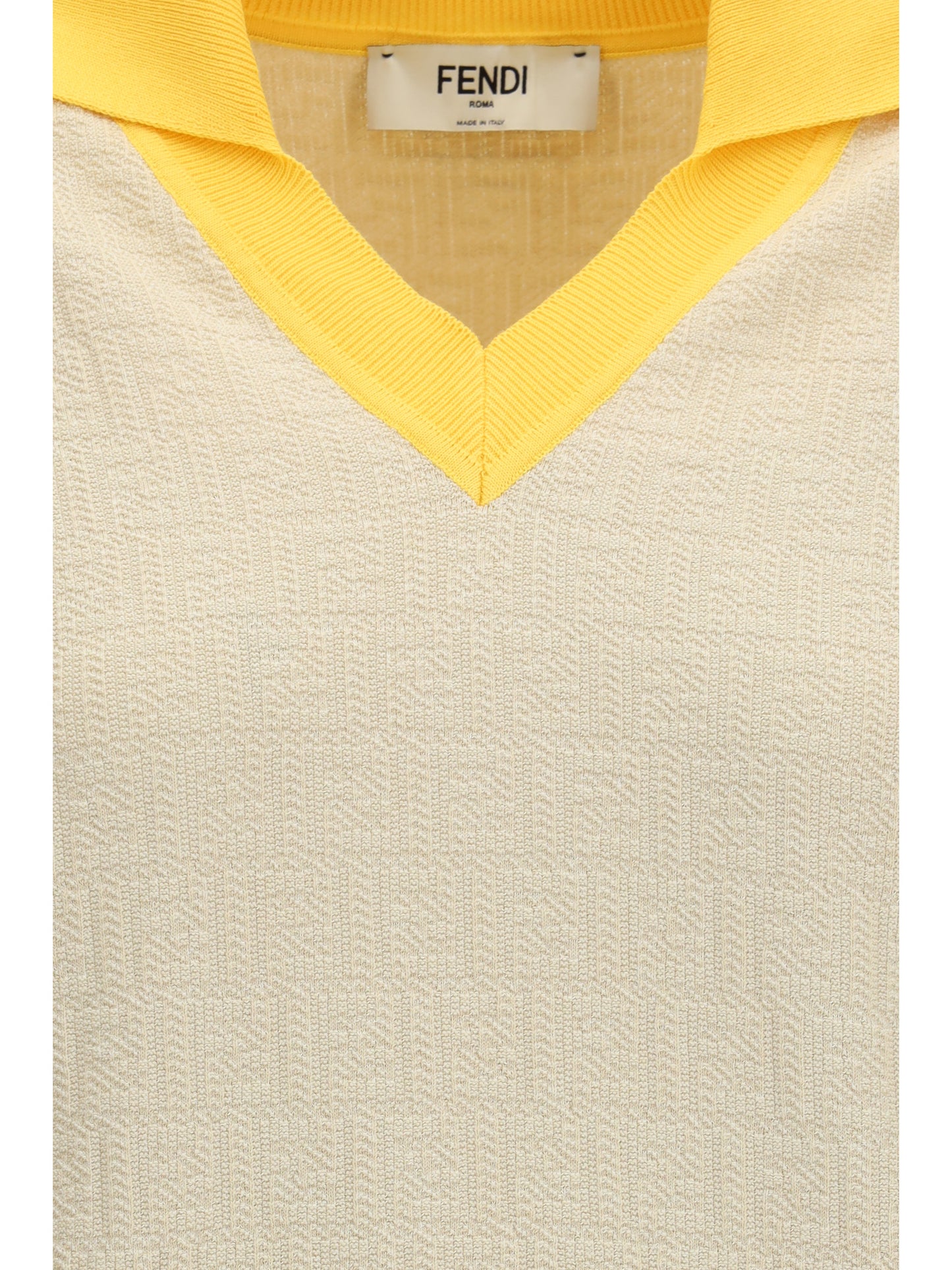 Cotton-Silk Sweater With FF Logo Ecru