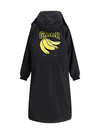 Long Parka Flyweight Banana Graphic Black