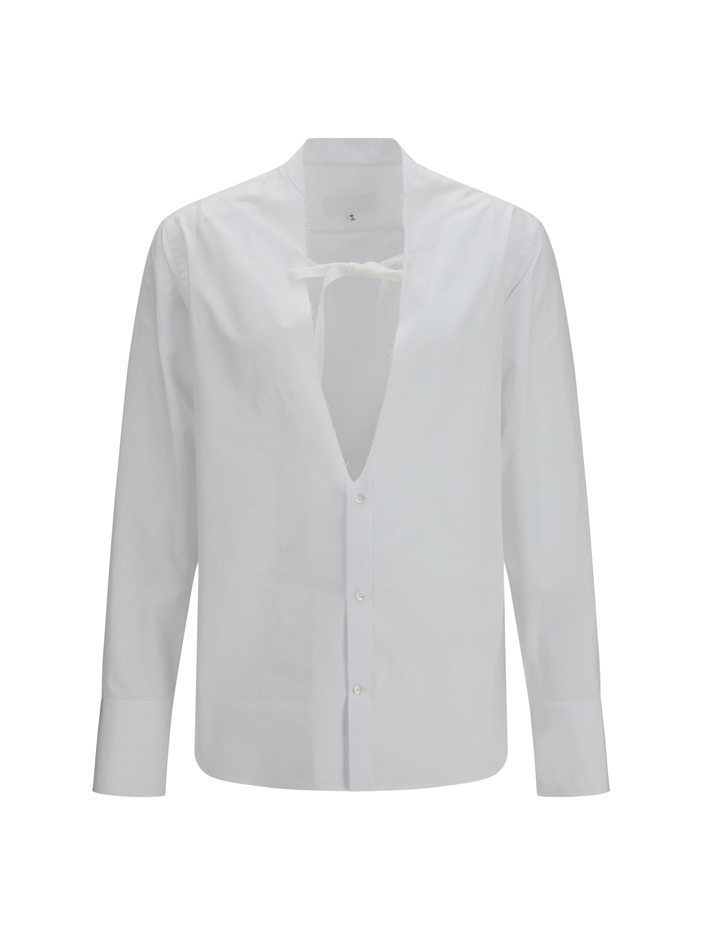 Cotton Shirt With Bow, White