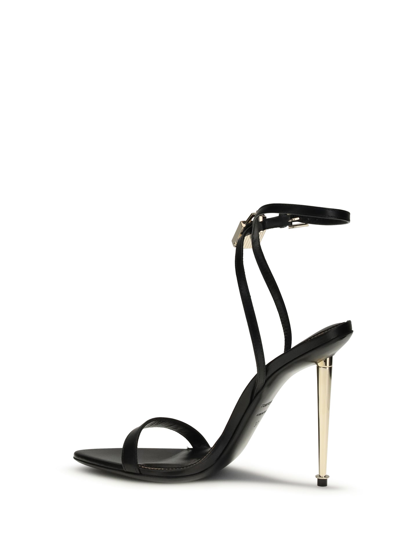 Heeled Sandals Padlock Pointy Black