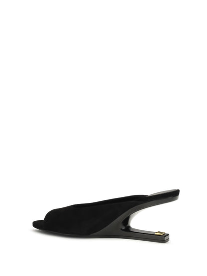 Mules Open-Toe Suede Black