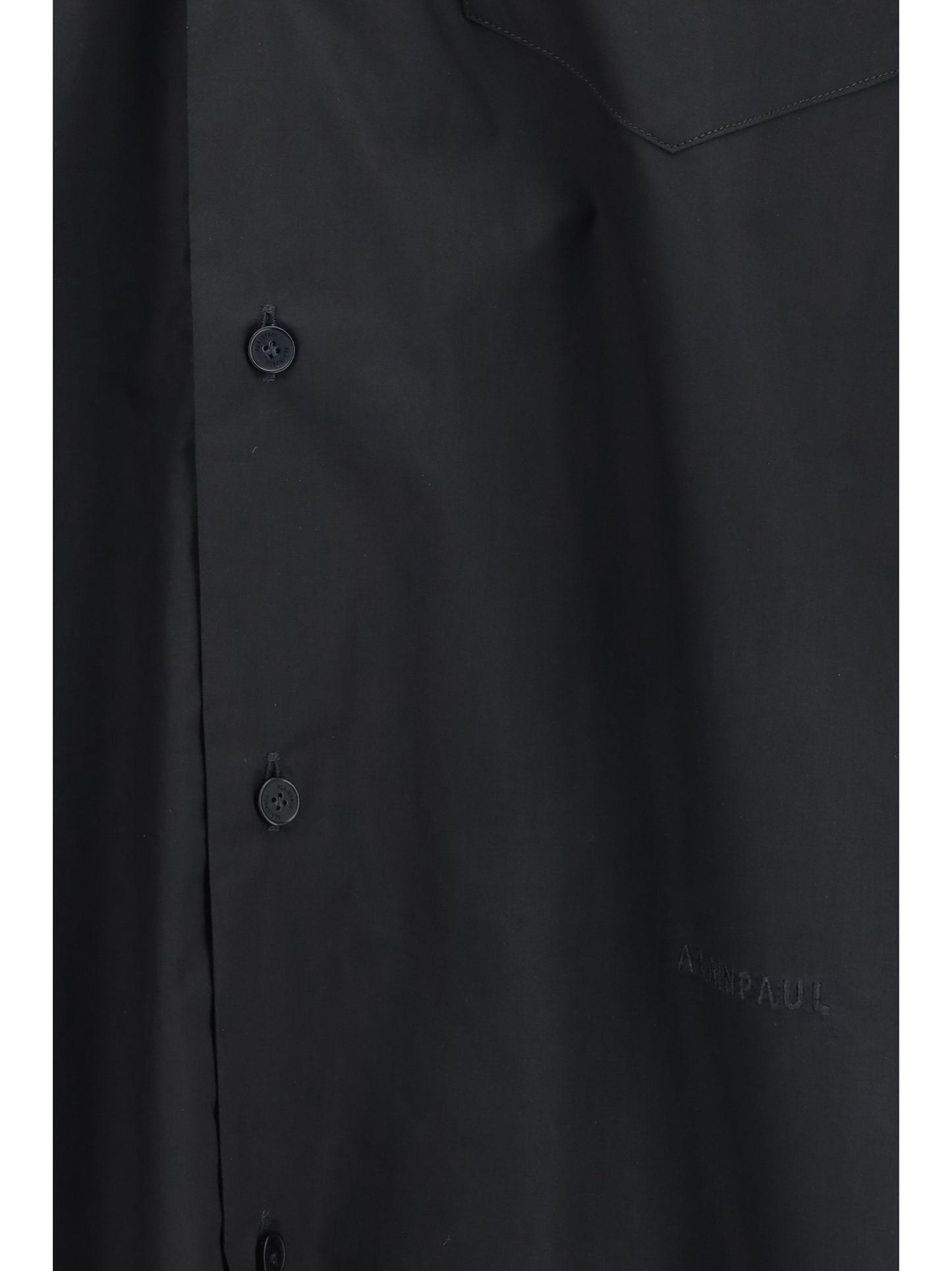 Shirt With Elasticated Collar Black Cotton