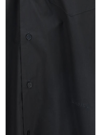 Shirt With Elasticated Collar Black Cotton