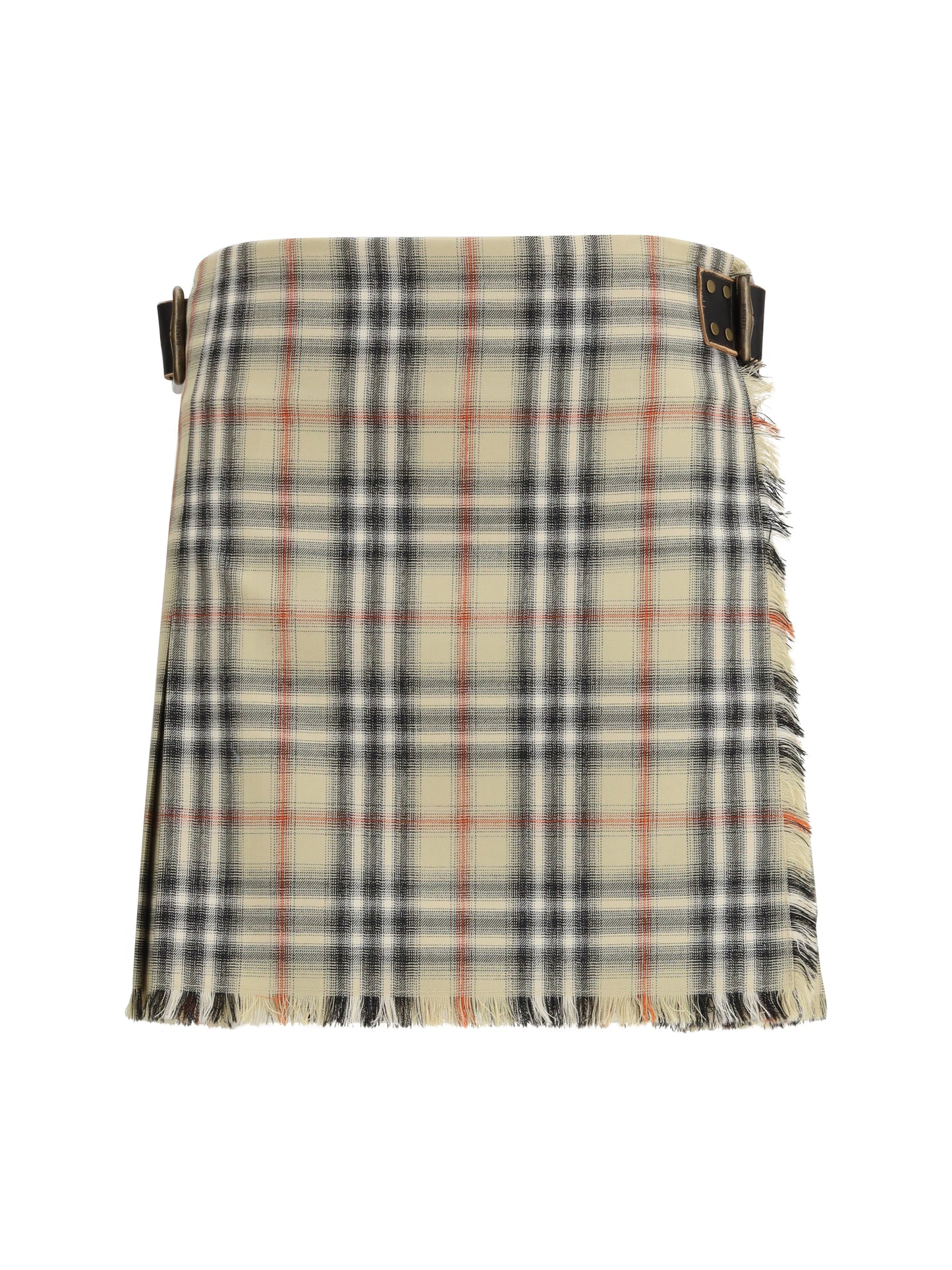 Mini Skirt Check Wool Sand