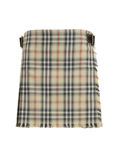 Mini Skirt Check Wool Sand