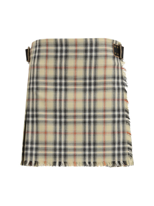 Mini Skirt Check Wool Sand