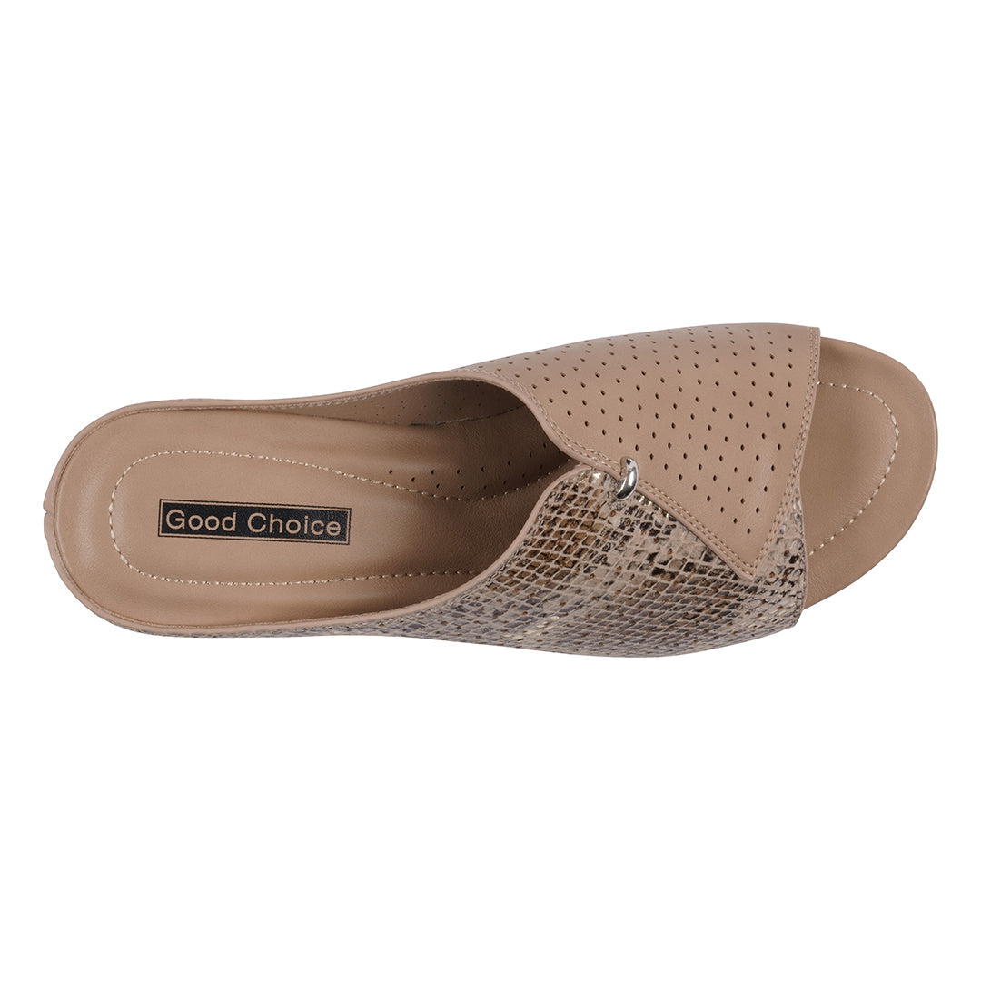 Women's Dacia Tan Snake-Skin Wedge Sandals
