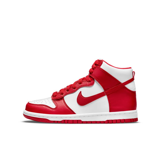 Nike Grade School Dunk High Gs 'Championship White Red' White Tongue Tag Sneakers