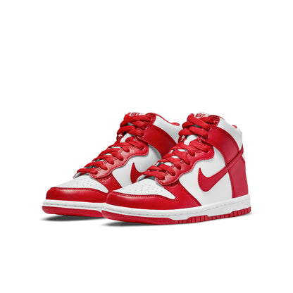 Nike Grade School Dunk High Gs 'Championship White Red' White Tongue Tag Sneakers