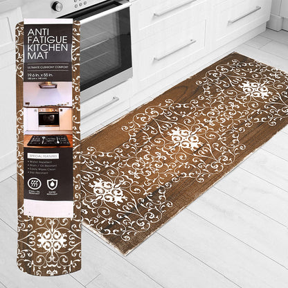 20"x55" Oversized Cushioned Anti-Fatigue Kitchen Runner Mat (Scroll)
