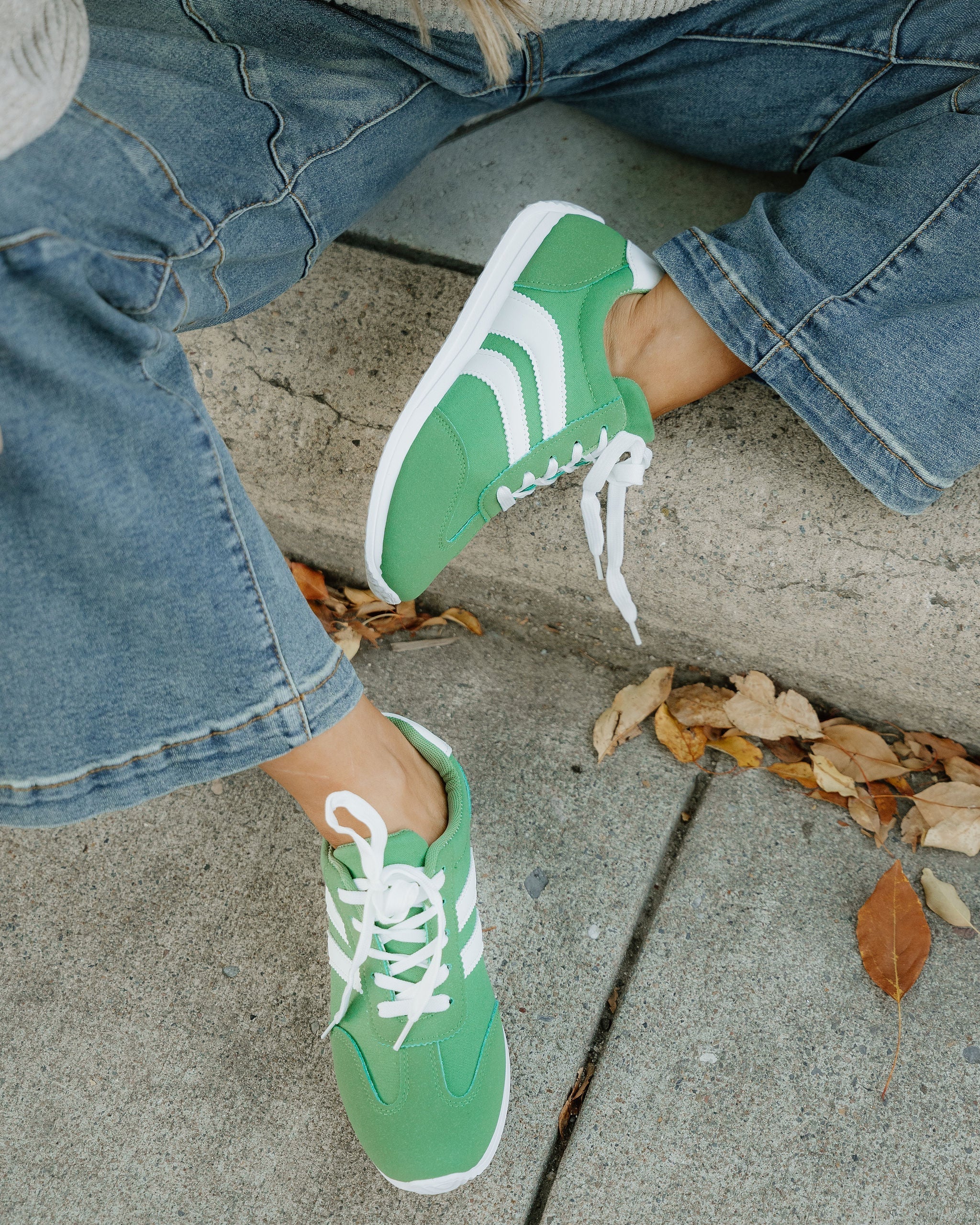 Leah Striped Lace Up Flat Sneakers – Zulily