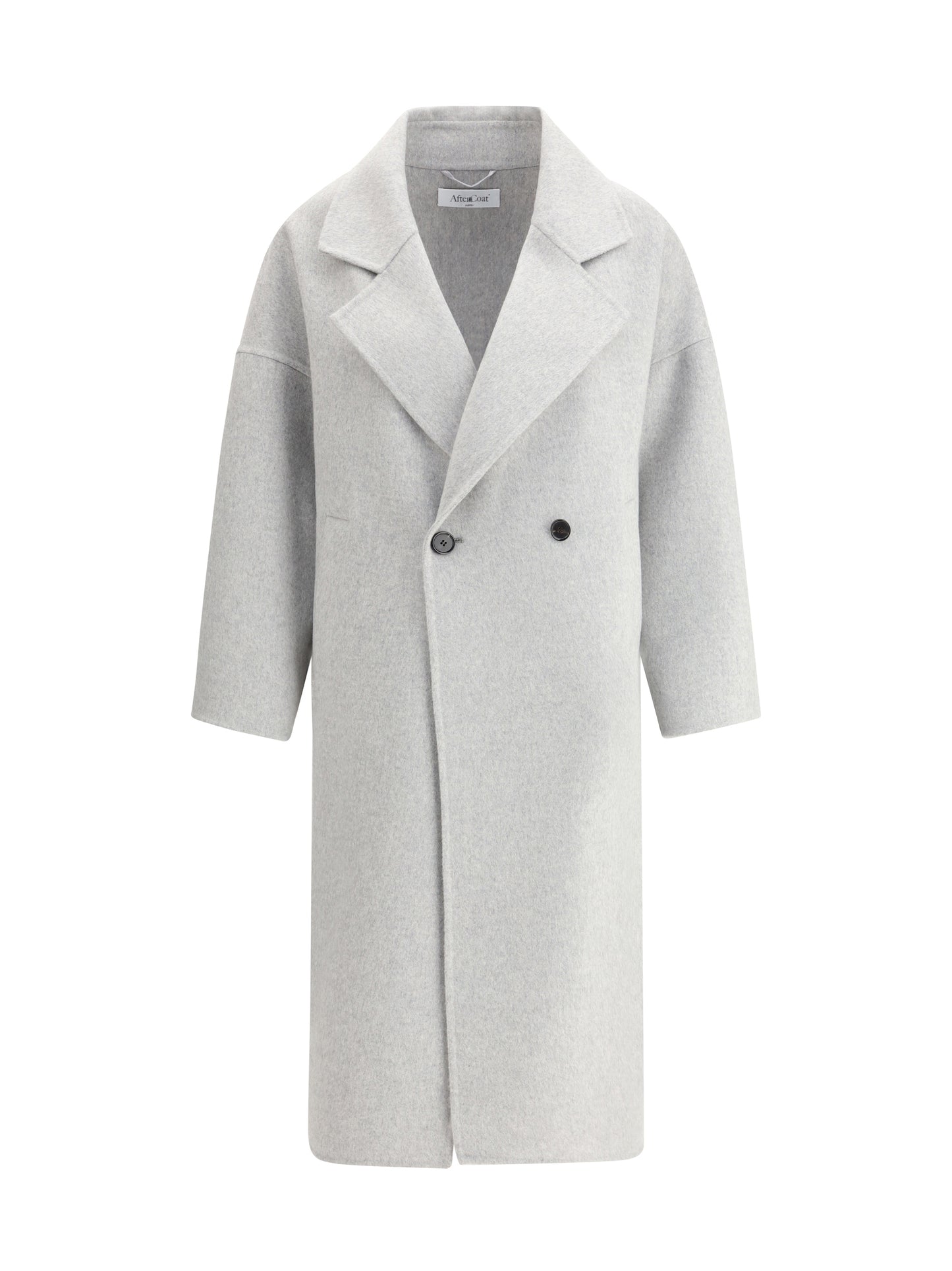 Double-Breasted Long Coat Light Grey Melange