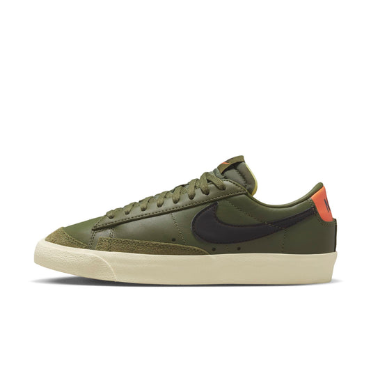 Nike Women's Blazer Low 77 'Medium Olive Orange Trans' Sneakers